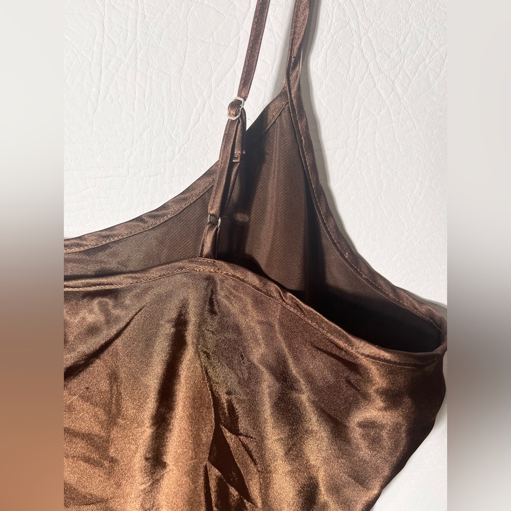 Nicole by Nicole Miller Chocolate Brown Satin Camisole Top sz 14 - Picture 3 of 7